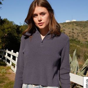 John Galt / Brandy Melville Blue Quarter Zip Sweater